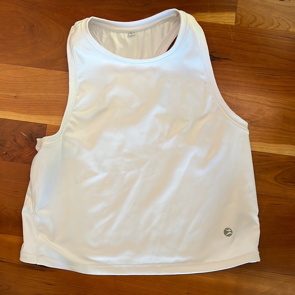White spandex athletic top